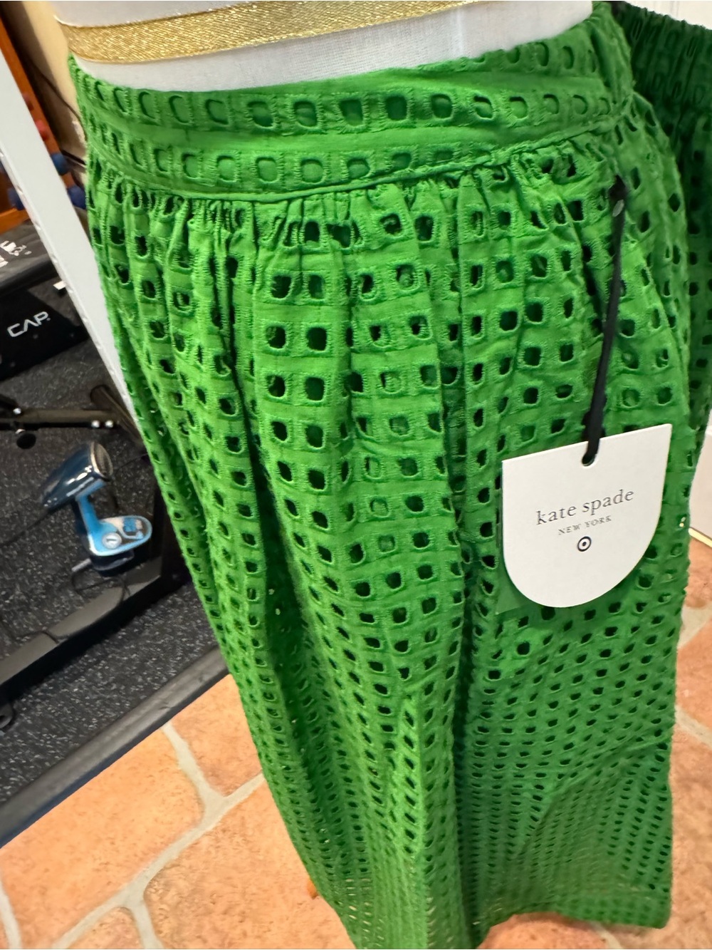 Kate Spade Limited Edition Fully Lined Green Eyelet Matching Vest & Skirt - Picture 8 of 14
